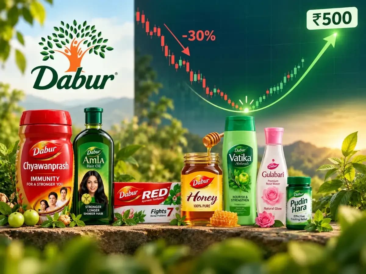 Dabur India Stock Trades Near Covid Lows Amid FMCG Sector Decline