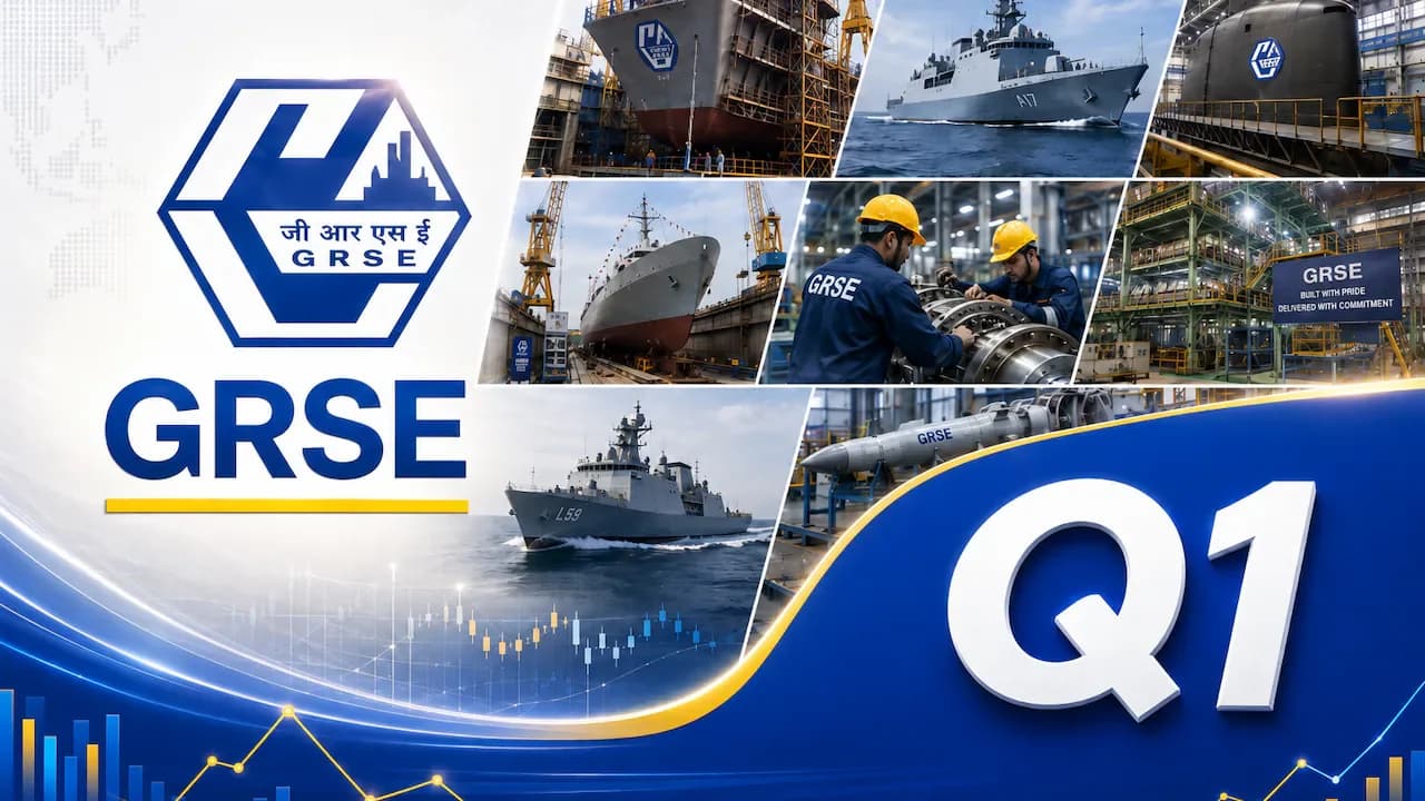 GRSE Q1 FY27 Results: PAT Surges 44% YoY to ₹173 Cr