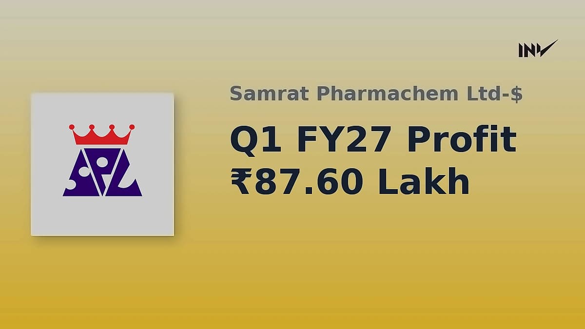 Samrat Pharmachem posts ₹87.60 lakh profit in Q1 FY27