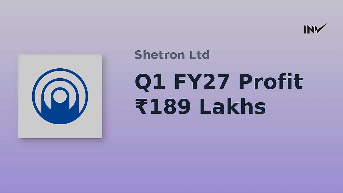 Shetron Q1 FY27 net profit jumps 16.67% to ₹1.89 crore