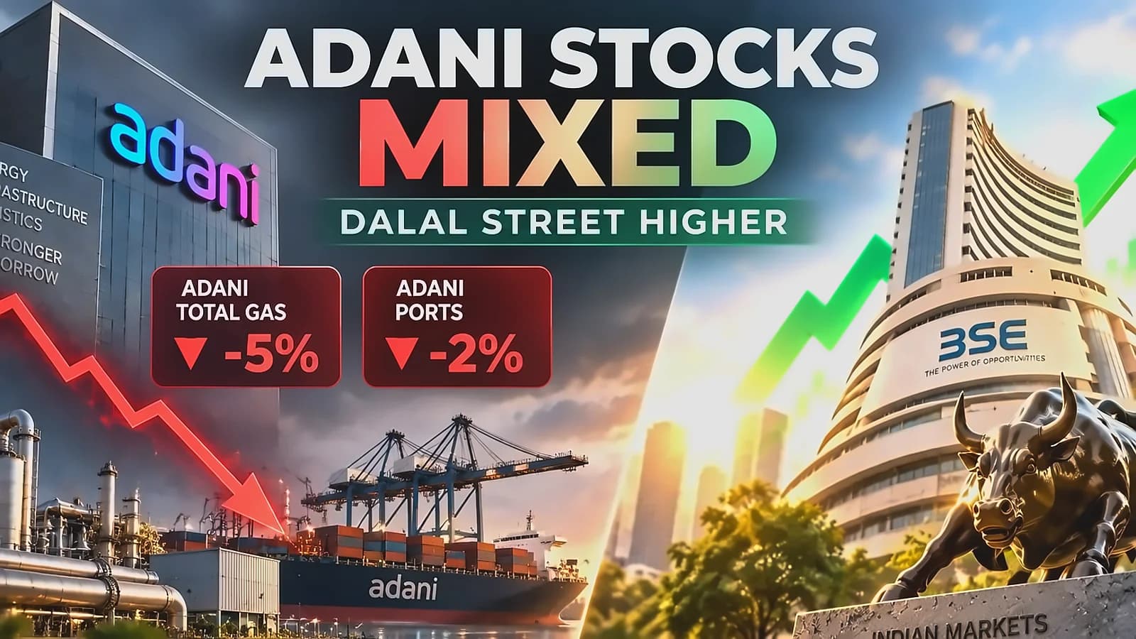 Adani Total Gas drops 5%, Ports falls 2% as markets recover