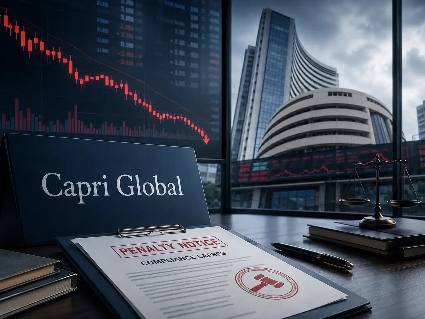 Capri Global shares fall 3% after ₹74,000 penalty from BSE, NSE