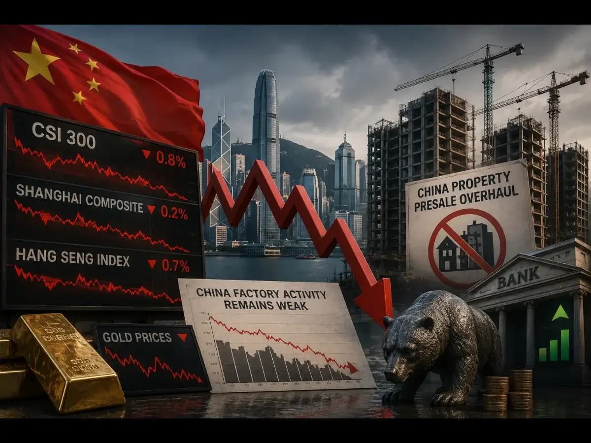 China property stocks fall 4.7% on new mortgage rules amid mixed market