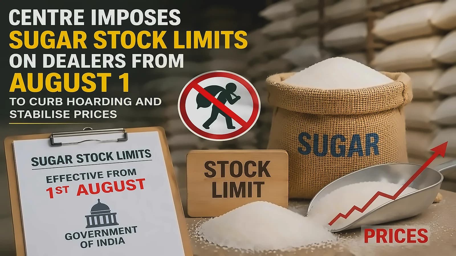 Govt imposes sugar stock limits from Aug 1 to curb hoarding