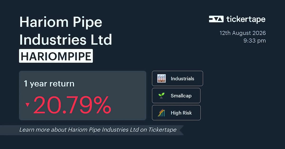 Hariom Pipe Industries Q1 profit drops 29.66% to ₹16.60 cr