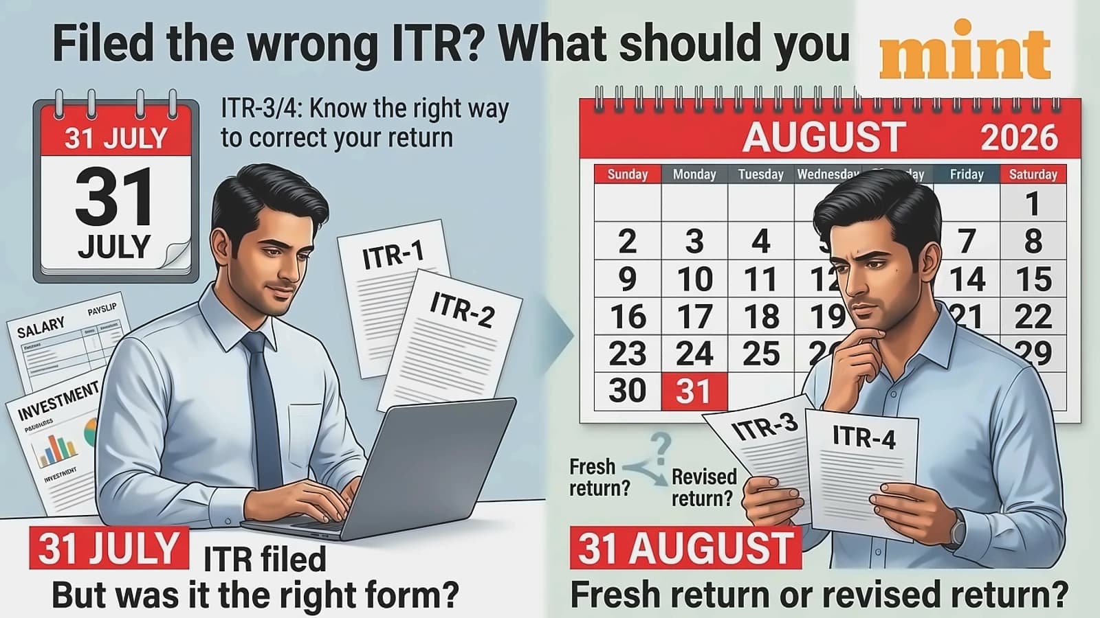 ITR Filing Error: Correct Forms by August 31 or Revise Later