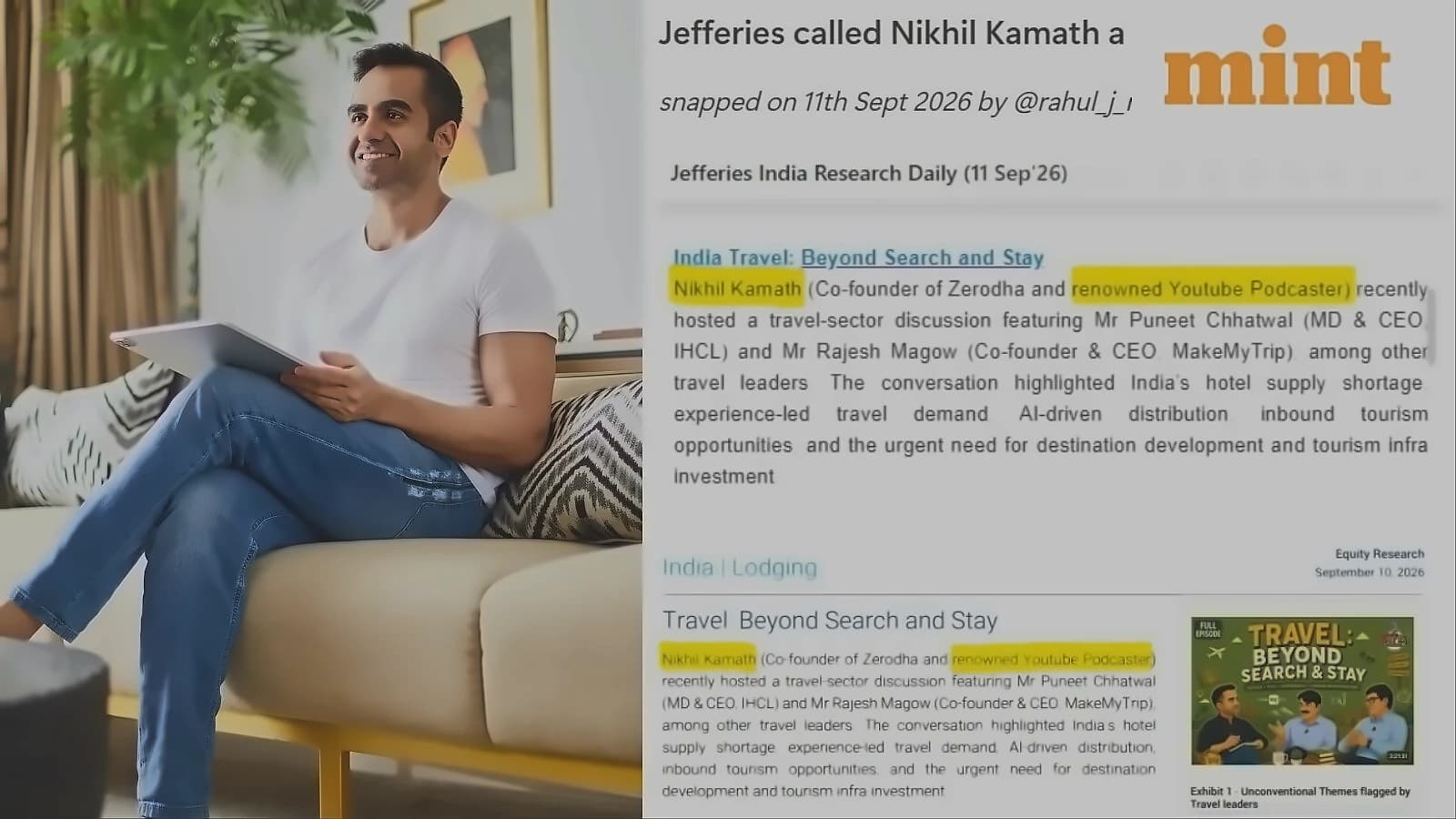 Jefferies Cites Zerodha's Kamath as YouTube Podcaster in Report