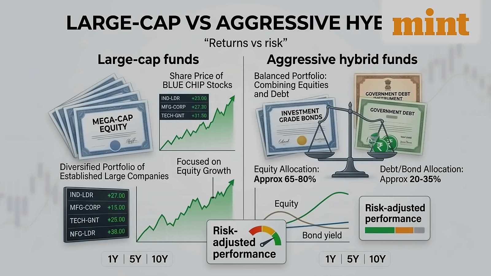 Large-cap vs aggressive hybrid funds: Performance comparison