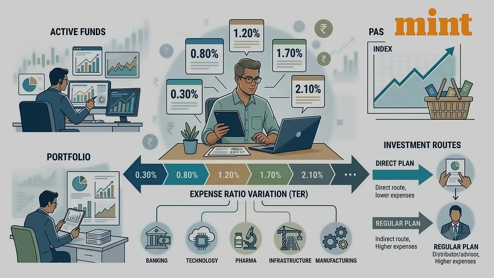 Mutual fund expense ratios: Active funds cost investors more