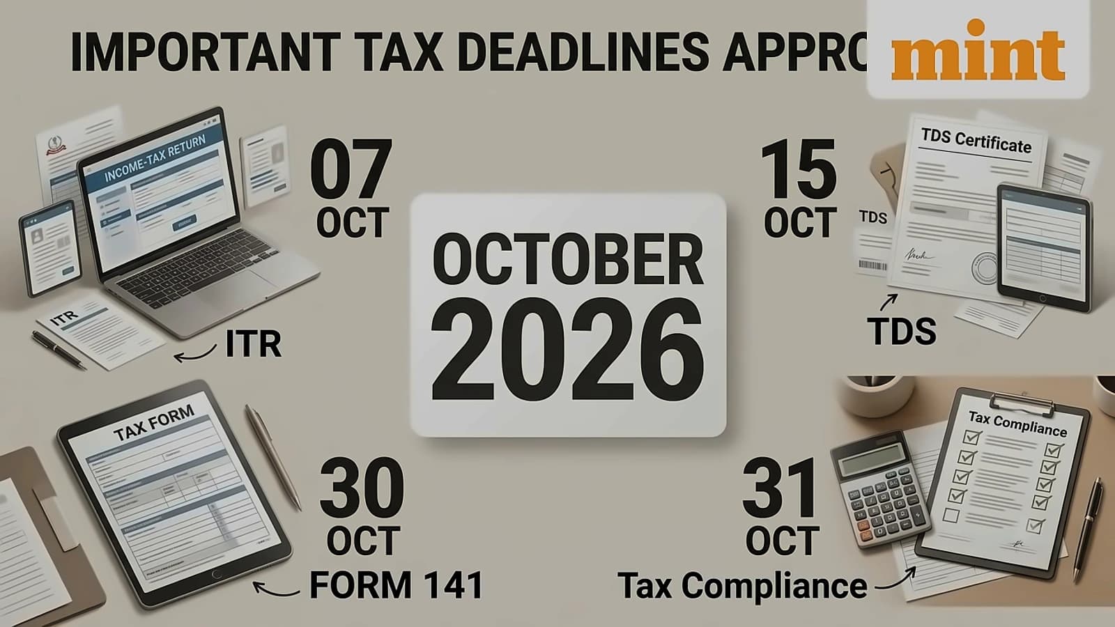 October 2026: Key Income Tax Deadlines for ITR, TDS & Form 141