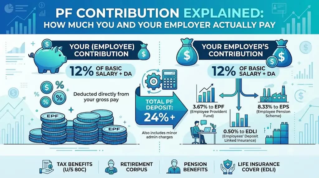 PF Contribution Breakdown: Employee vs Employer Contributions