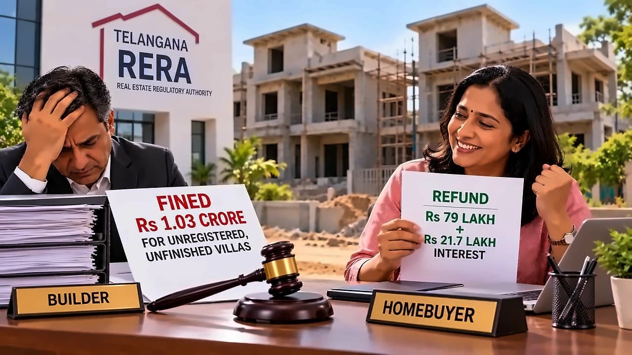 Telangana RERA orders ₹79 lakh refund with 10.7% interest for delayed villa