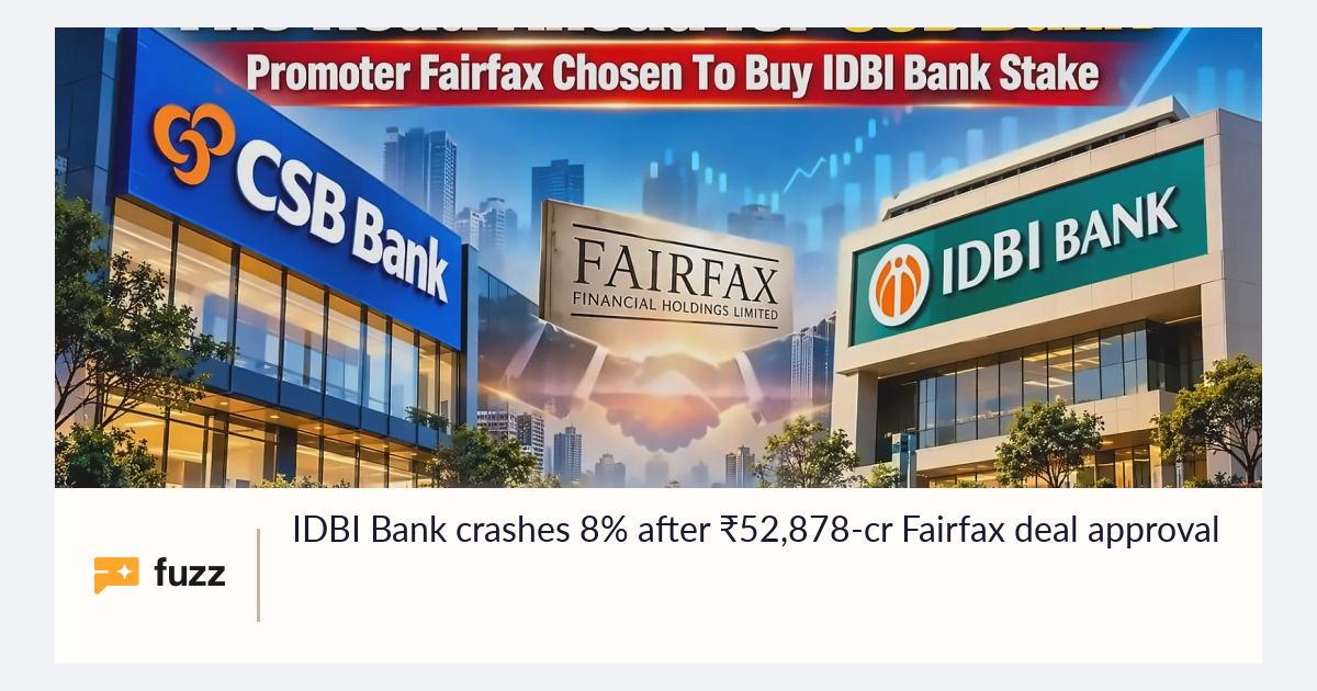IDBI Bank crashes 8% after ₹52,878-cr Fairfax deal approval