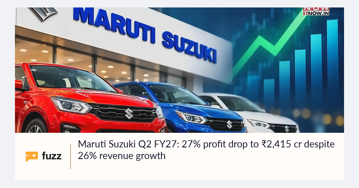 Maruti Suzuki Q2 FY27: 27% profit drop to ₹2,415 cr despite 26% revenue ...