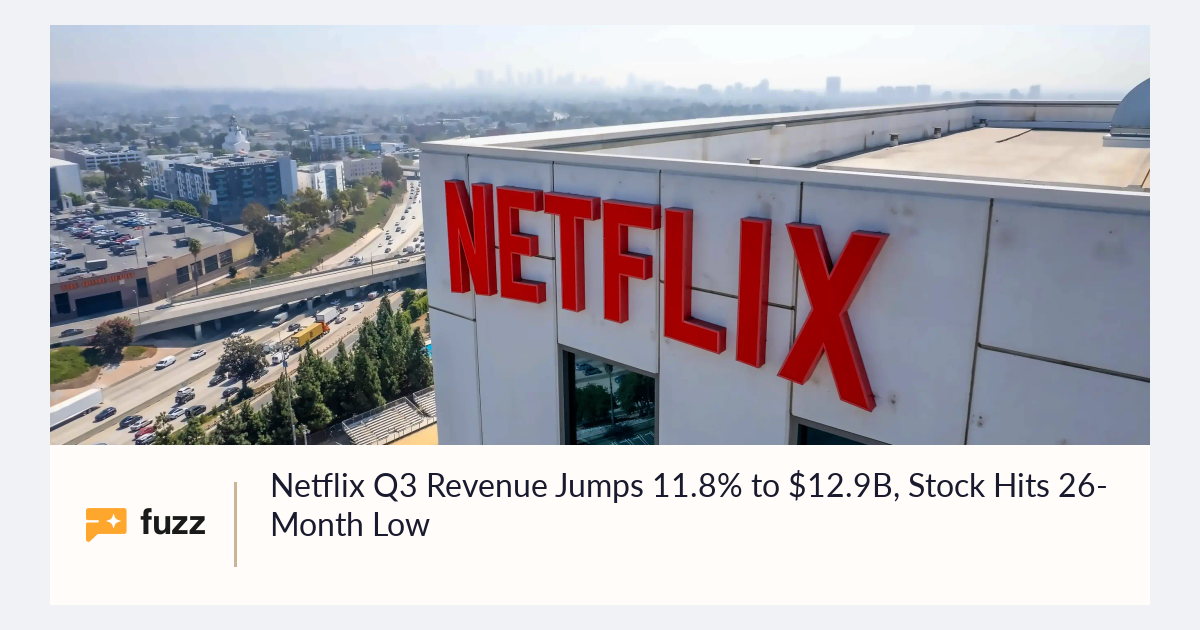 Netflix Q3 Revenue Jumps 11.8% to $12.9B, Stock Hits 26-Month Low