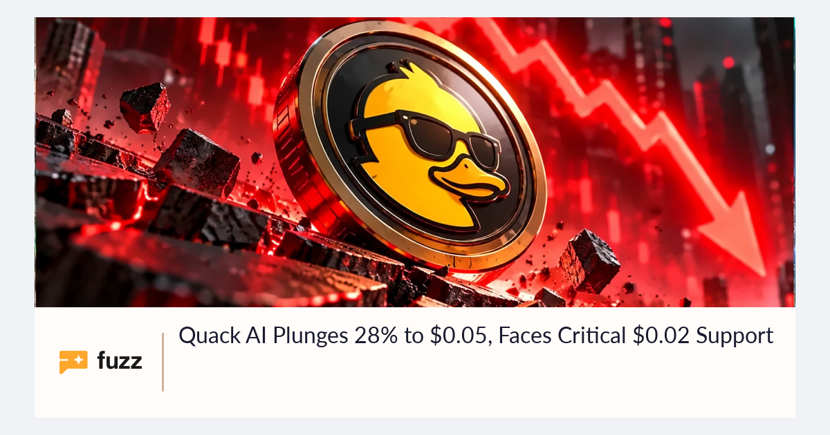 Quack AI Plunges 28% to $0.05, Faces Critical $0.02 Support