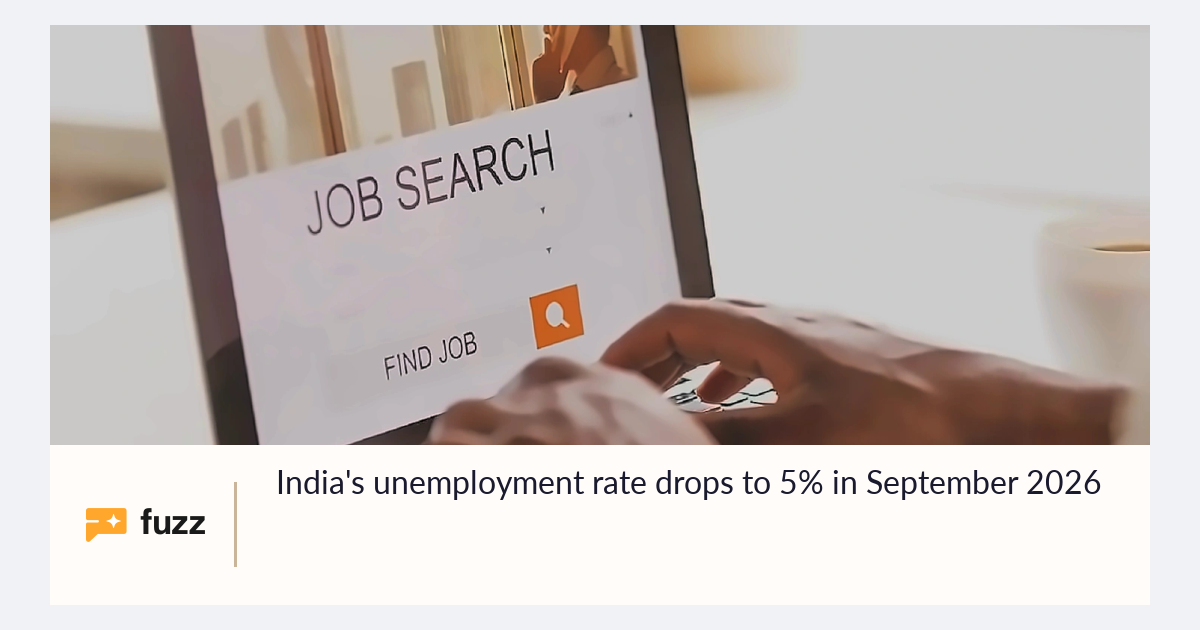 India's unemployment rate drops to 5% in September 2026