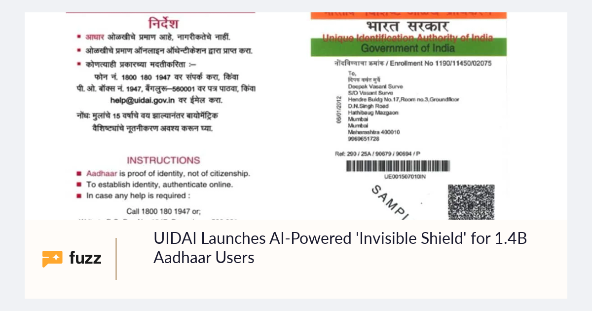 Uidai Ai Image UIDAI Launches AI-Powered 'Invisible Shield' for 1.4B Aadhaar Users